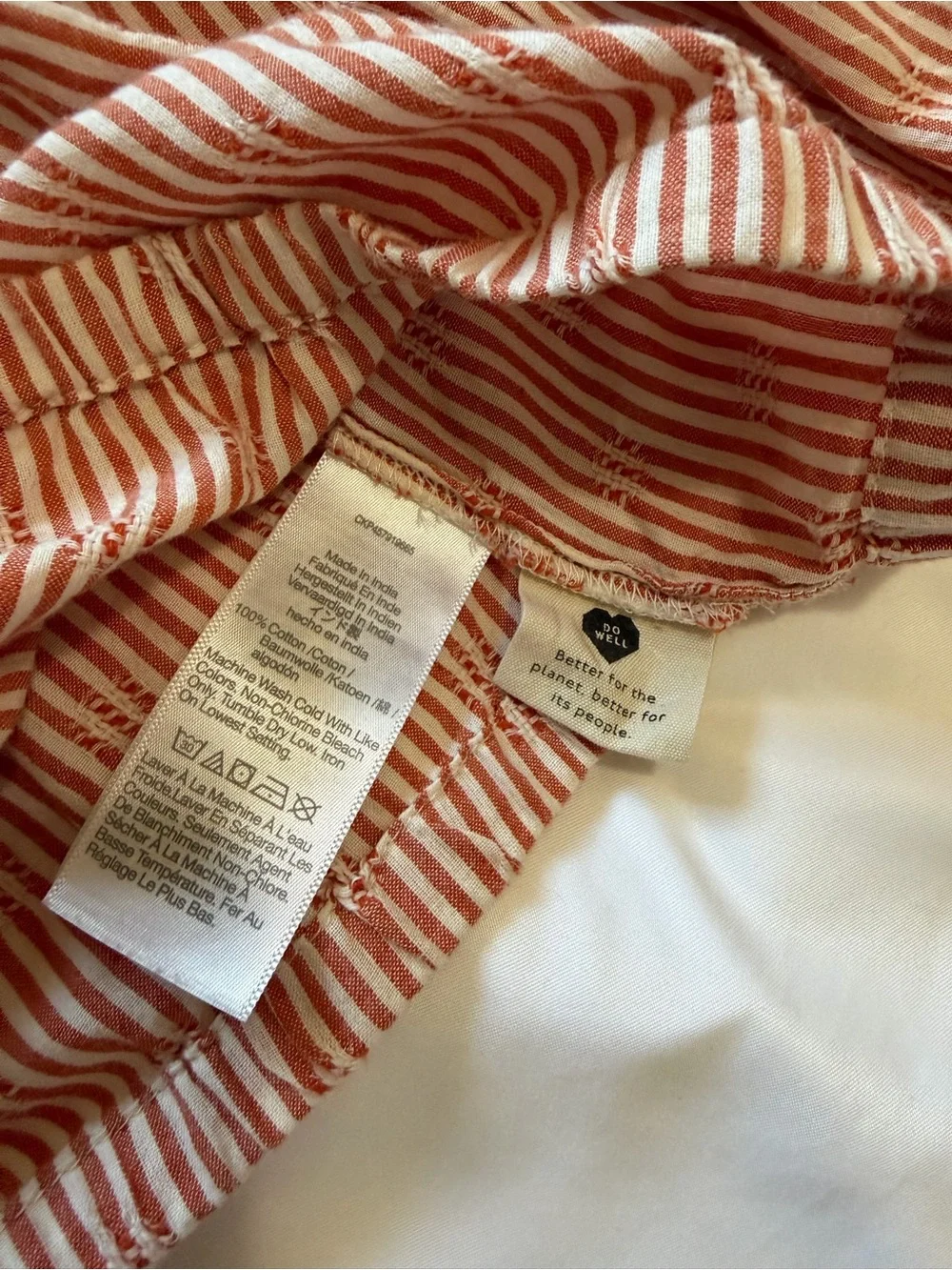 Madewell Red-White Striped Peasant Button-Front Crop Blouse Top